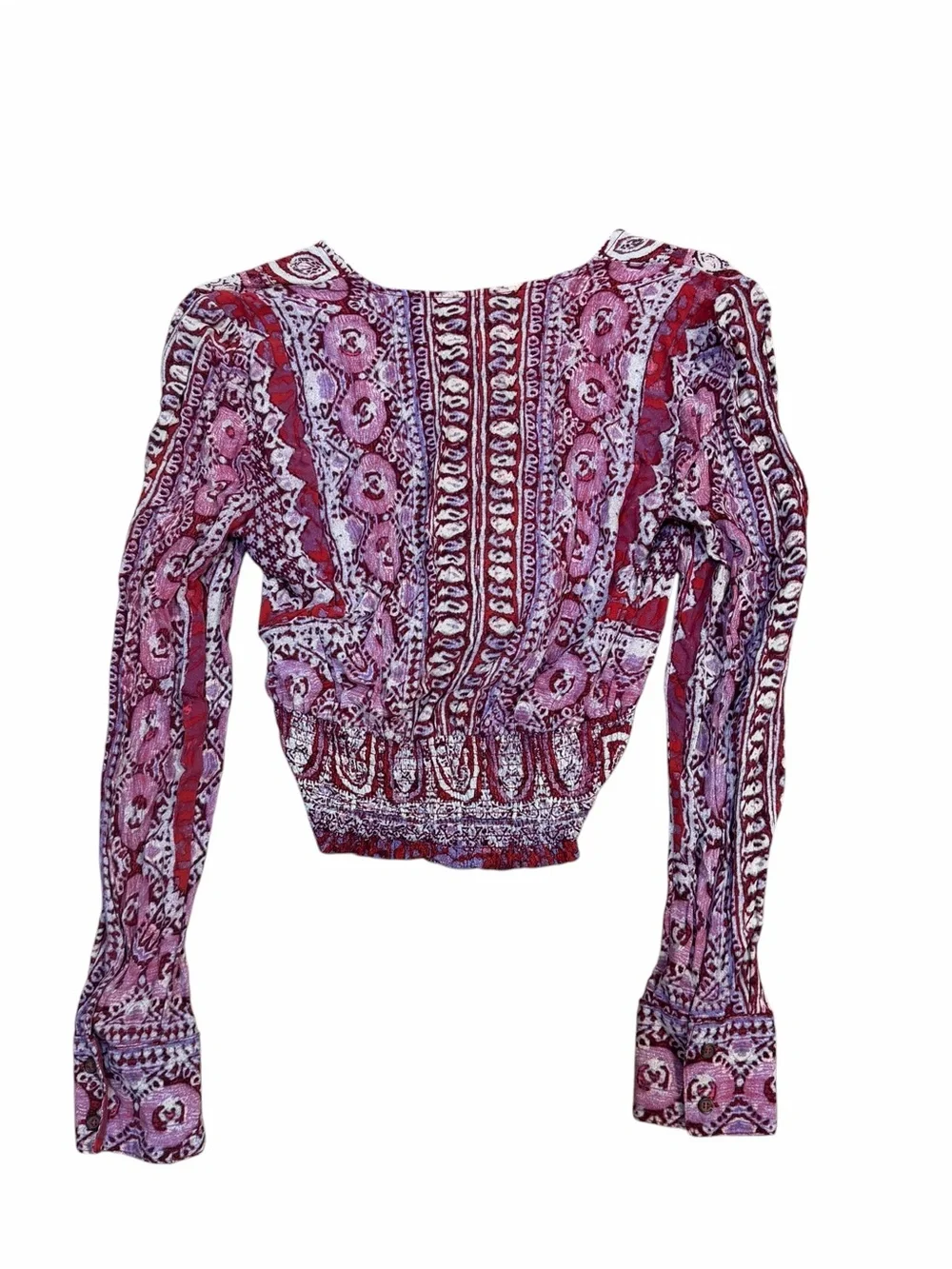 Free People Sheer Paisley Mesh Long Sleeve Top XS Boho Y2K